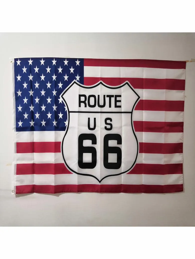 Route 66 ABD Bayrak Banner 3x5 ft 90x150cm Festival Partisi Hediye Sporları 100D Polyester Kapalı Açık Basılı Bayraklar ve Banner Flying8984394
