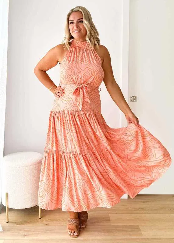 Katrina Maxi Dress - Peach Swi