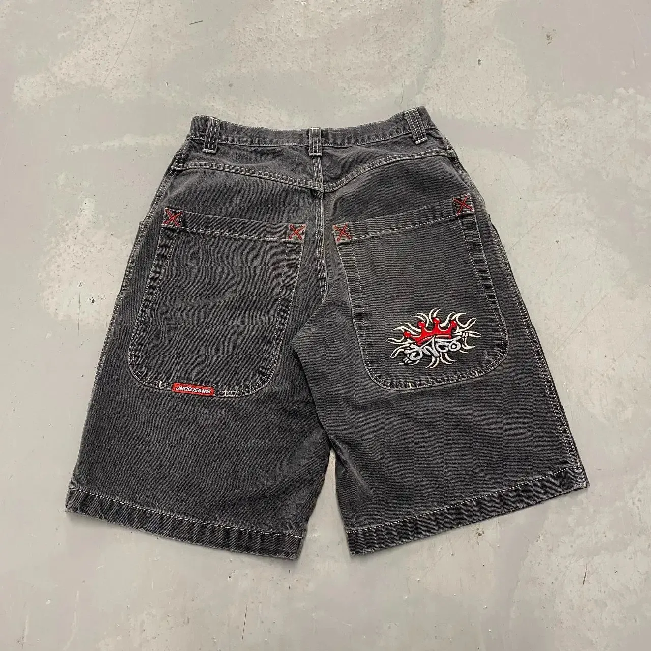 Streetwear Jnco Shorts Y2K Pants Hip Hop Hip Hop Jnco Crowidery Denim Gyn Jeans Lample Basket Basketball Short Basketball Short 240506