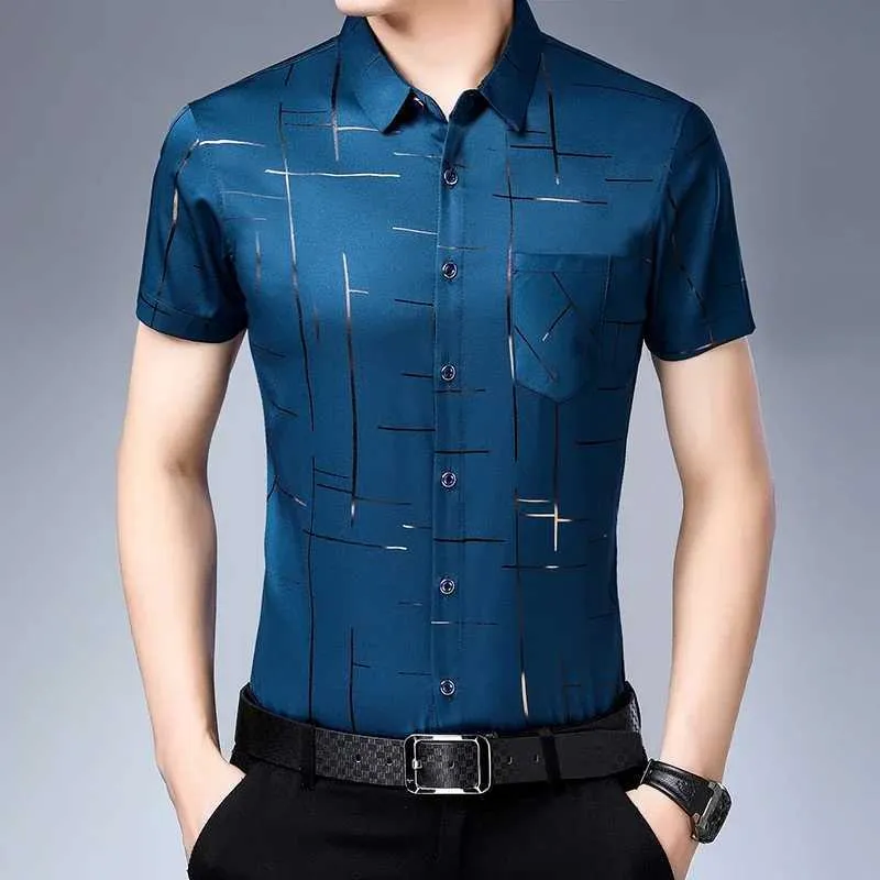 EIOY Men's Dress Shirts New Mens Business Casual Short Sled Shirt No and Wrinkle Resistant Top d240507