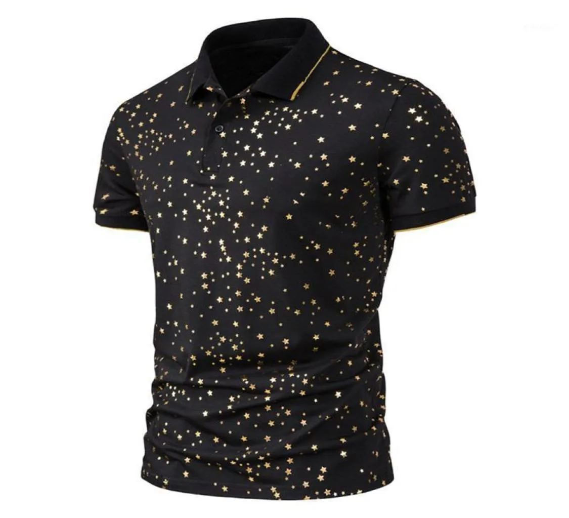 Men039s Casual Shirts Gold Spot Print Black Shirt Stylish Slim Fit Short Sleeve Mens Dress Party Wedding Club Social Chemise Ho7385153