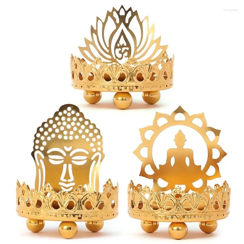 Candle Holders Vintage Alloy Buddhist Holder Lotus Sitting Lamp Ornament For Home Bedroom Yoga Room Decoration Gift