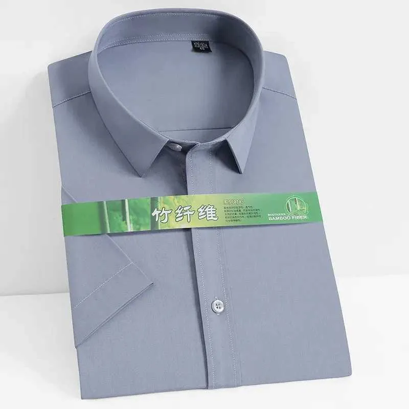 JWEH-Herren-Hemd-Hemden hochwertige Herren Bambusfaser Short Sled Shirt bequem atmungsaktives leichtes Geschäft Formal Social Top 7xl-8xl D240507