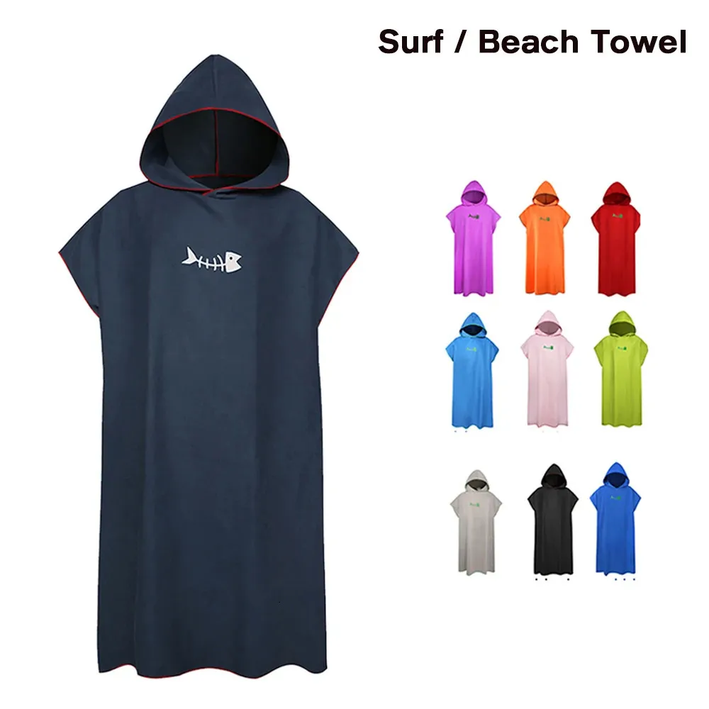 Surf Poncho Veranderende handdoek Kap Kap MicroFiber Beach Deken Bad Swim Wetsuit voor volwassenen 240506