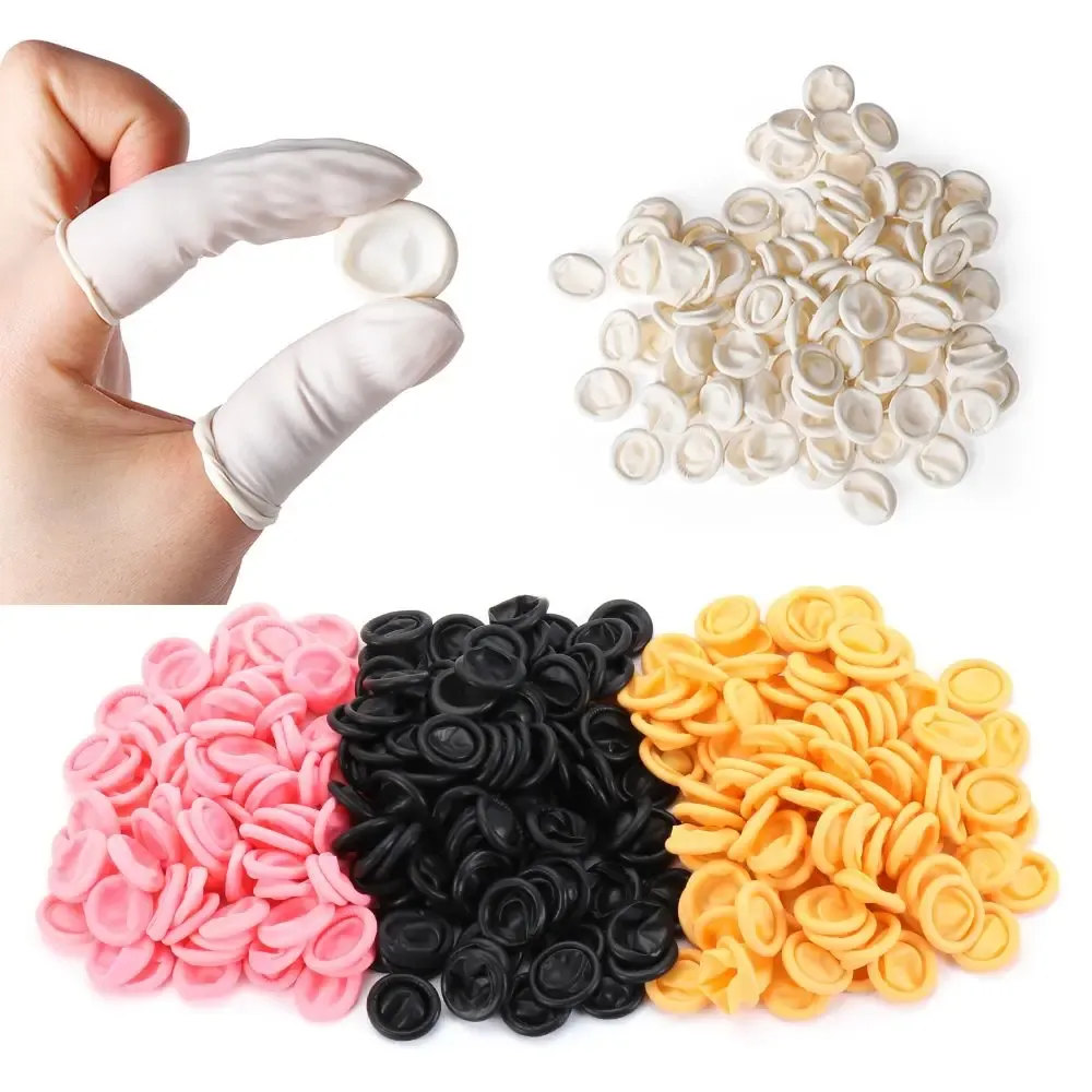 Handschuhe 100pcs Einweg -Fingerabdeckung Gummihandschuhe Nonslip Antistatic Latex Finger Cots Fingerspitzen Beschützer Handschuhe Nagelkunstwerkzeug