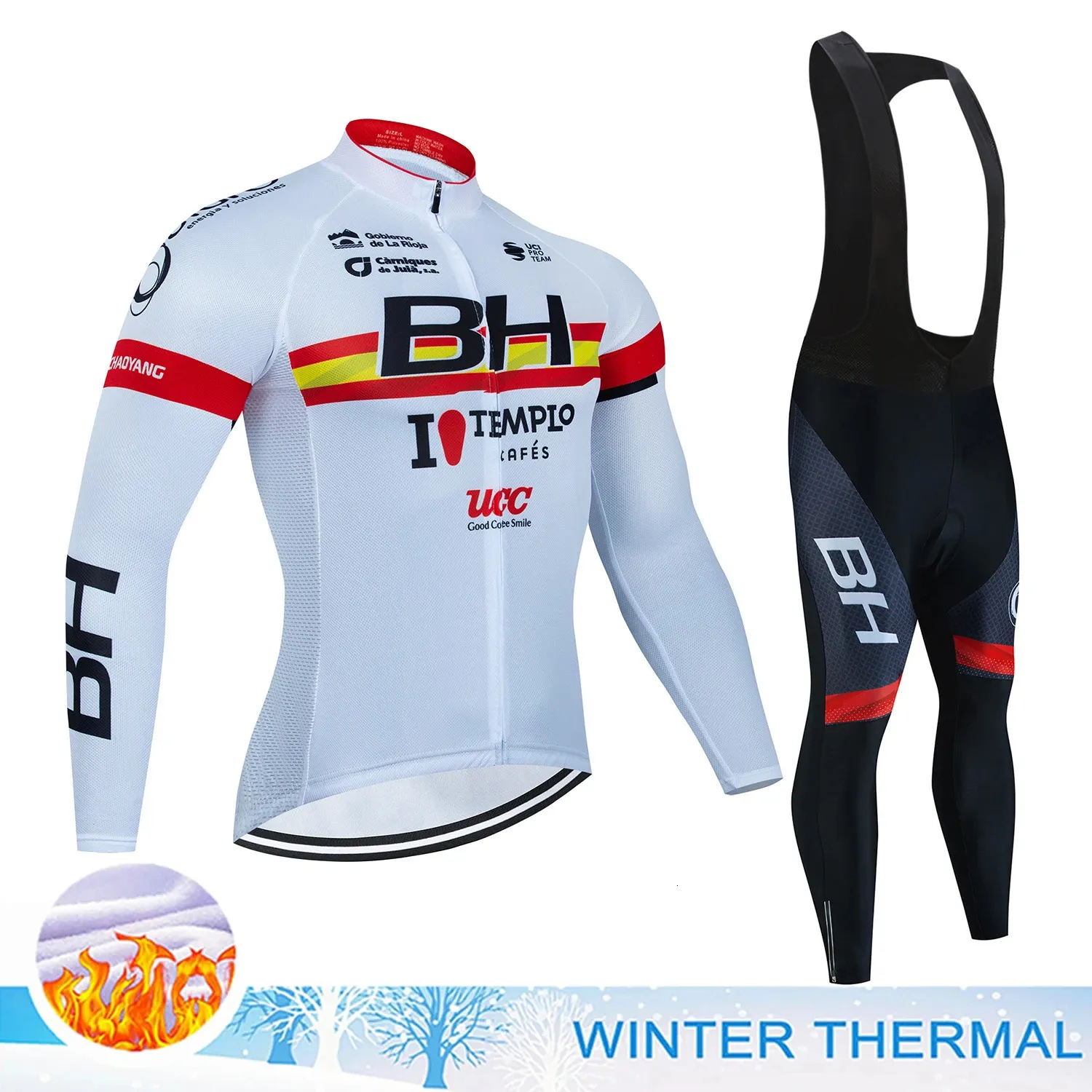 BH Jersey Roupas de ciclismo Man Men Road Bike Uniform Fleece Roupas de calças de calças de inverno Completo Bib Mtb Tricuta 240506