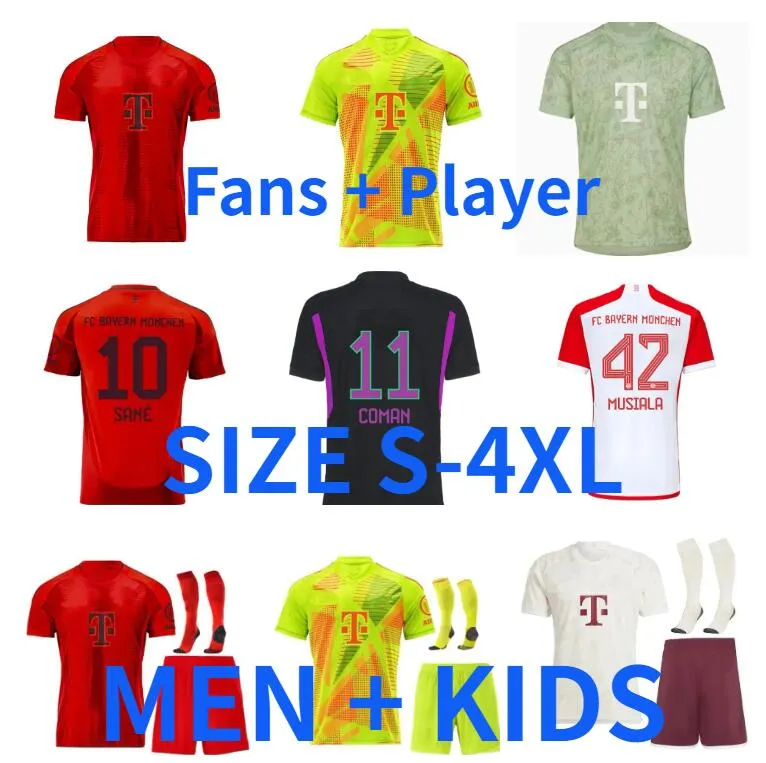 S-4XL Kane Musiala 23 24 25 Soccer Jerseys Bayern Sane Kimmich München Muller Davies Coman 2023 2024 2025 Voetbalshirt Goretzka Gnabry Minjae Player Versie Men Kids