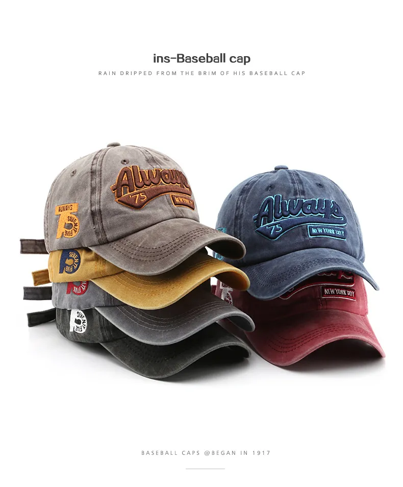 Vår- och höstbokstäver tvättade för att göra gamla brev broderad anka hatt fashionabla manliga personlighet gata kvinnlig skugga baseball hatt koreansk version
