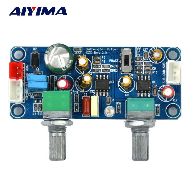 Amplificador Aiyima Low Pass Pass Bass Subwoofer Pré -amplificador Placa única Power DC 932V Pré -amplificador com ajuste de volume de graves