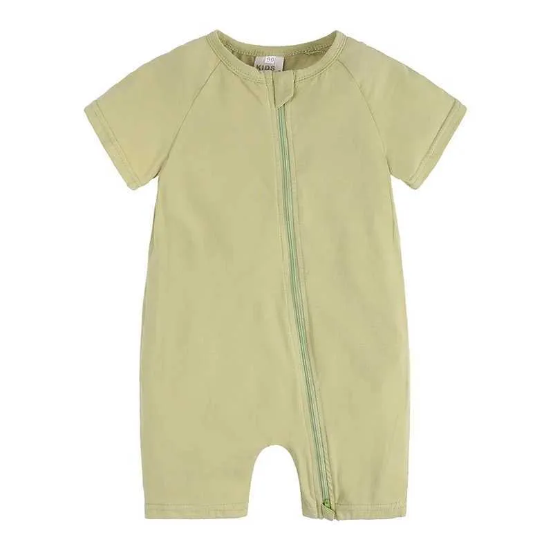 rompers new baby boy boy solid color o-ject zipper cotton short serv اطفال بيجاماس صغار