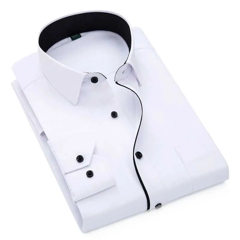 Shirts de robe masculine Vêtements pour hommes chemises de mariage long ling couches hommes chemises homme fête des affaires solides chemises décontractées