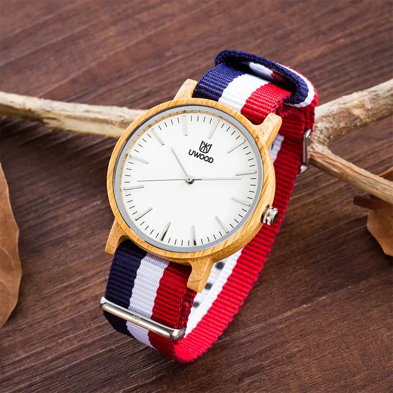 Montres de bracelettes de luxe montres de luxe Wrist Wrists Uwood Japan Miyota Mouvement de quartz Mouvement de sangle en nylon avec boîte
