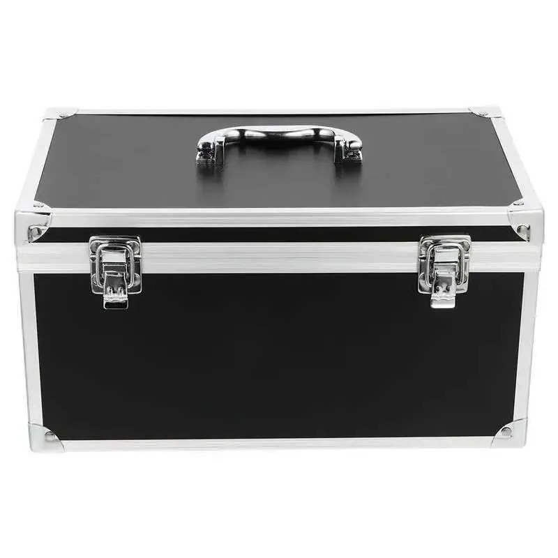 Storage Boxes Bins Alloy Portable Housing Tool Container Parts Black Hard Box Aluminum Multi functional Home Use Q240506
