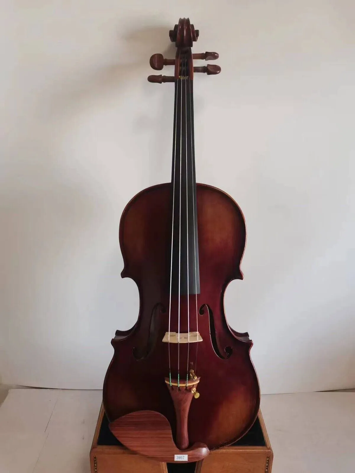 7/8サイズのバイオリンストラディモデルフレーム付きメープルバックスプルーストップハンド彫刻K3957