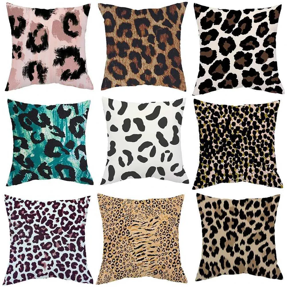 Coussin / décoratif léopard à imprimé coussin coussin en polyester couverture de mode décor de mode lance un étui doux pour le canapé-voitures chaise