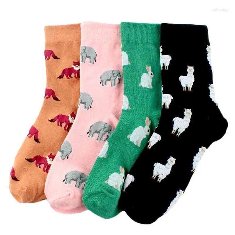 Chaussettes de femmes printemps automne décontracté de style coréen dessin animé de style animal d'éléphant de coton