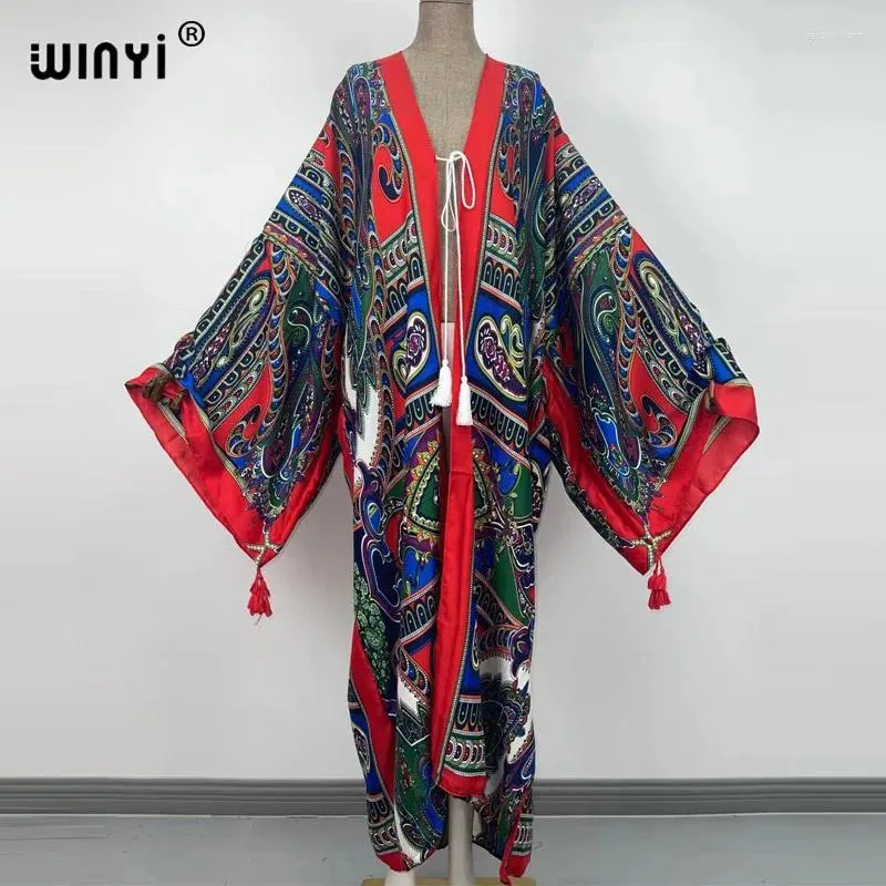 Winyi Cotton Bikini Sweet Lady Lady Pink Boho Cardigan Stitch Cocktail Sexcy Maxi Holiday Batwing Sleeve Robe Kimono