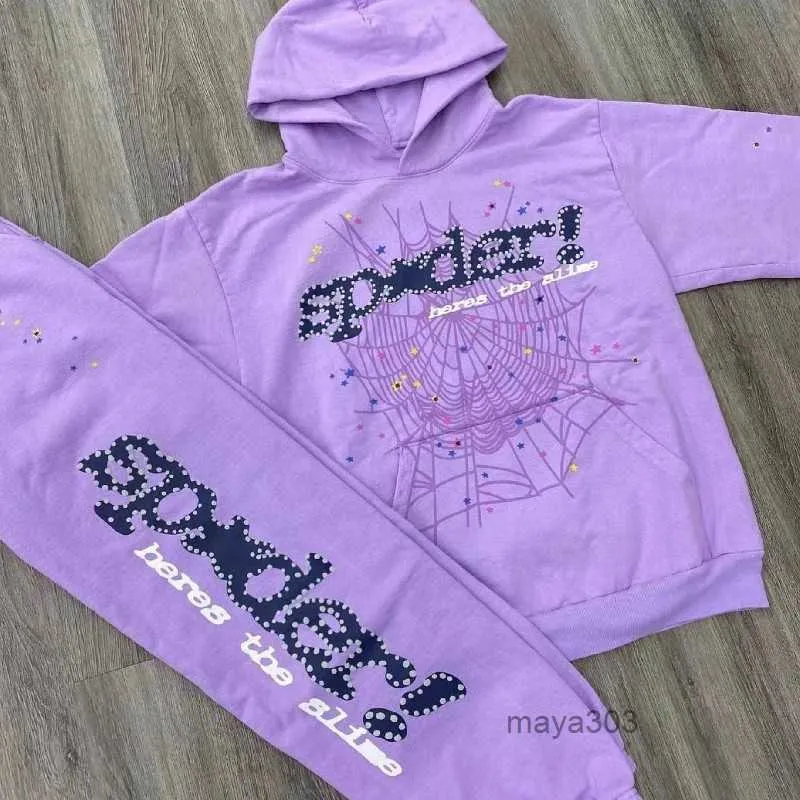 Hoodies pour hommes Sweatshirts Purple 555555 2023SS PAULOVER MEN FEMMES YOUNCE THUG WEB STAR LETTER WS9O