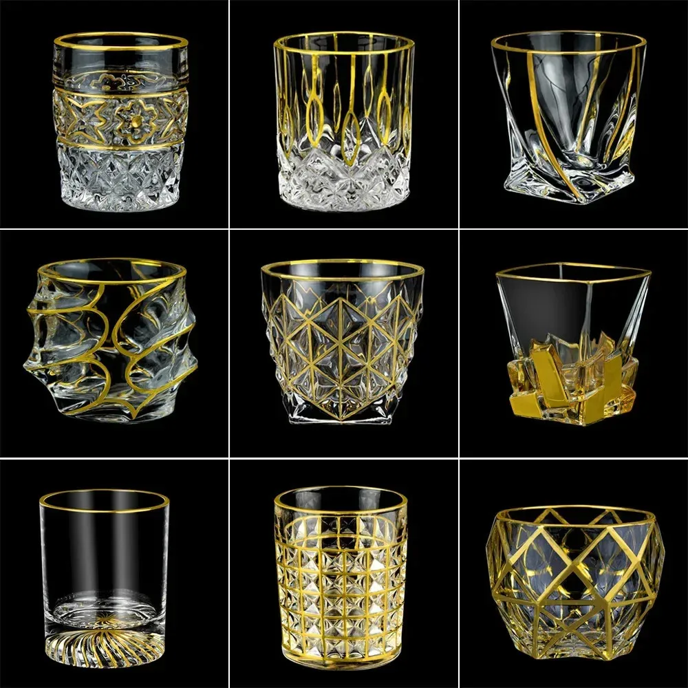 Crystal plaqué or usquebaugh Verre de vin de verre whisky Xo Whisky Verre Brandy Sniffer Vasos personnalisé 240424