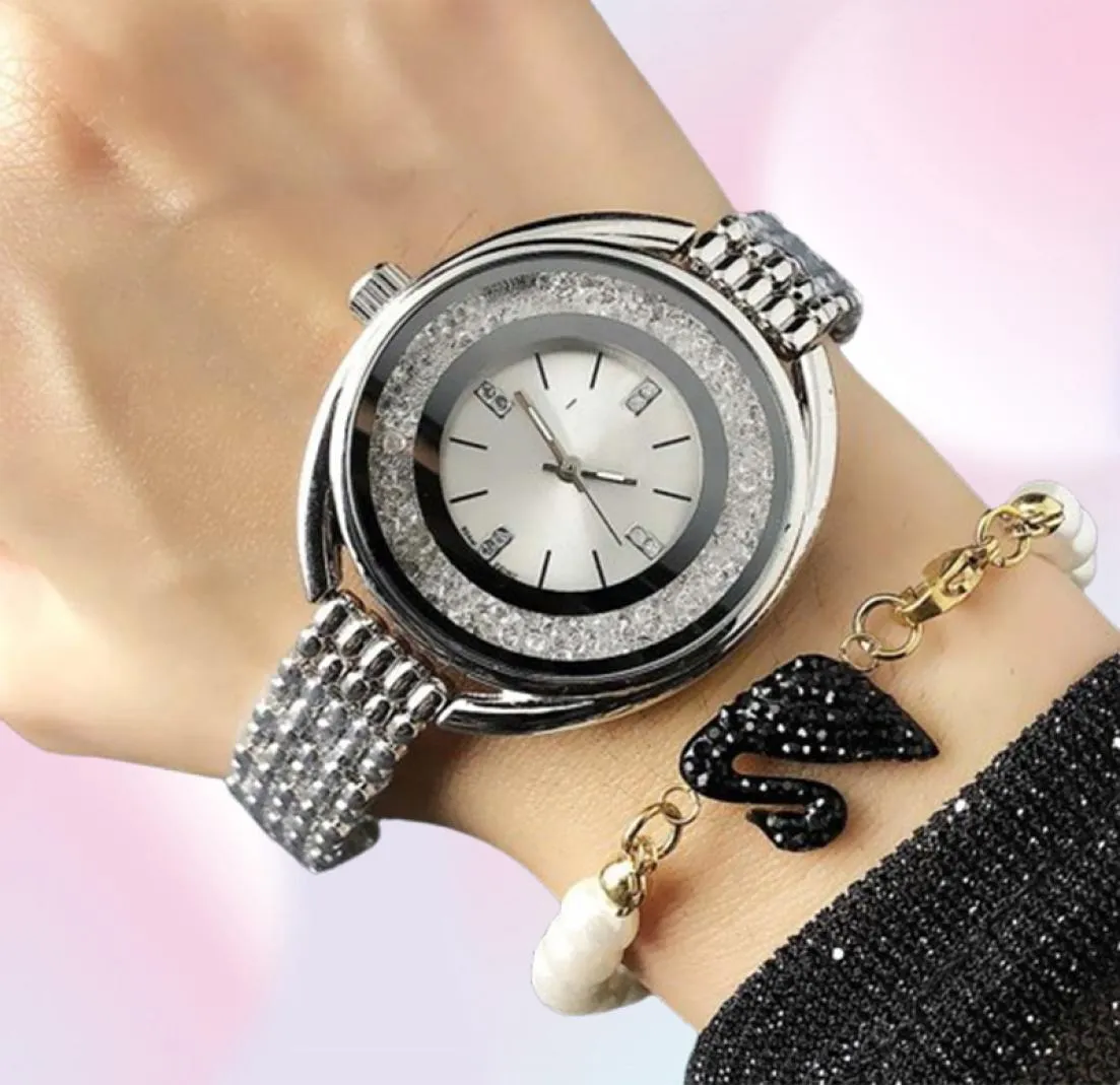 Fashion Swan Style Brand Quartz handledsklockor för Women Girl with Crystal Dial Metal Steel Band Watch SW033531309