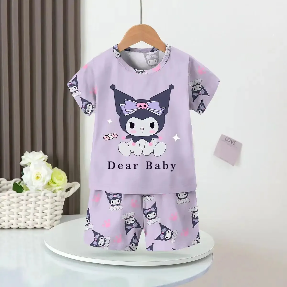 Schlafanzug Mädchen Mädchen Schlafanzug Set 2-teilig - Satin Pyjama Sommer Kurzarm Shorts Pyjama Set 2-teilig