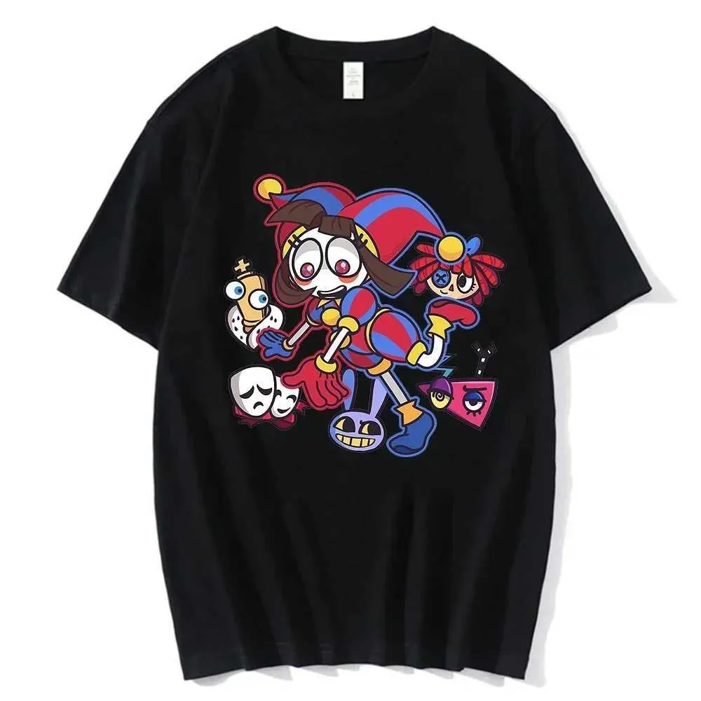 Męskie koszulki 2023 Summer Kobiety Niesamowita cyfrowa koszulka cyrkowa Anime Print Krótka koszulka Slve Vintage Graphic Graphic Y2K Tops T240506