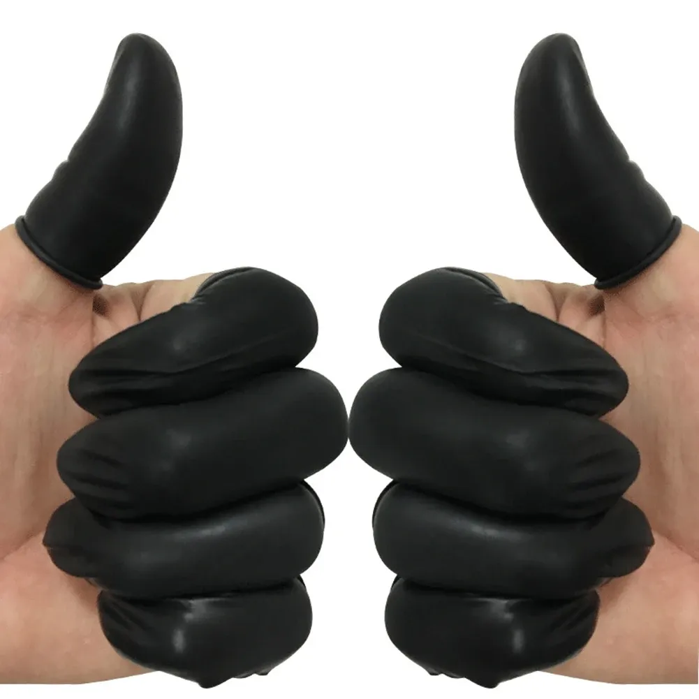 Gants 100pcs / lot noir jetable latex en caoutchouc de coffre-doigts de doigt des doigts gants protecteurs pour le bricolage de la recherche d'accessoires