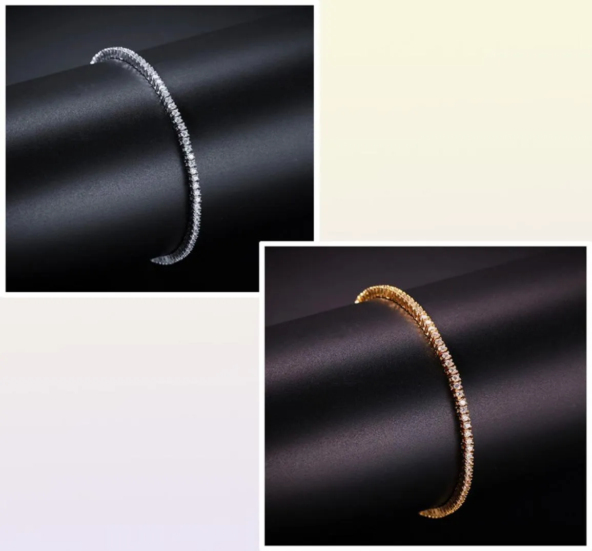 2mm5mm Cubic Zirconia Of 789 inch Tennis Bracelet Copper Jewelry WhiteGold Plated Bangle W12183869491