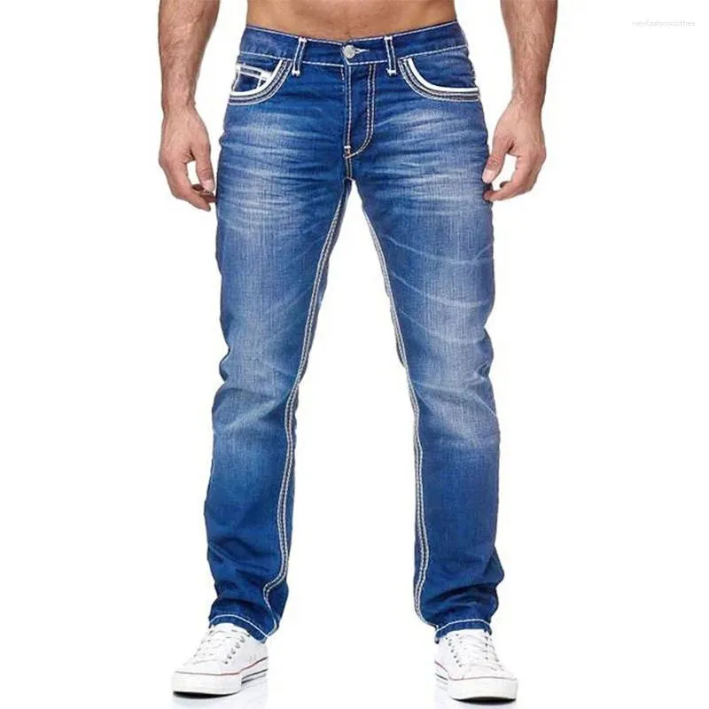 Jeans maschili Daily Bastic Solid Slolt Driver Men Effect Bustache Effect Pockets Pants Denim Cargo Pantaloni sciolti Pantoni Pantoni