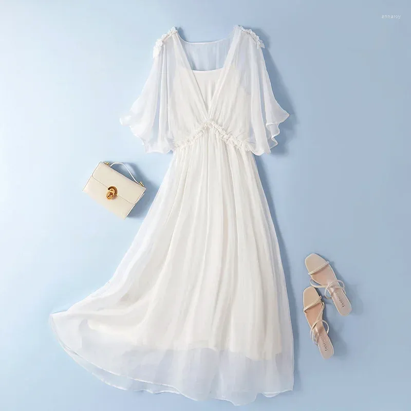 sachin and babi light blue dress Lightweight Elegant Boho White Lace Summer Dress – Summer Dresses Canada 🍁 main image 1