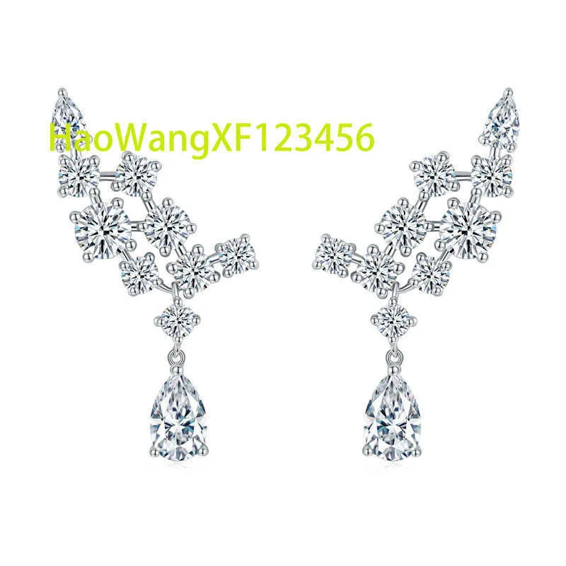 Boucles d'oreilles de bijoux de mode Ruizuan Silver 925 Boucles d'oreilles de luxe de diamant Moisanite diamant 18k