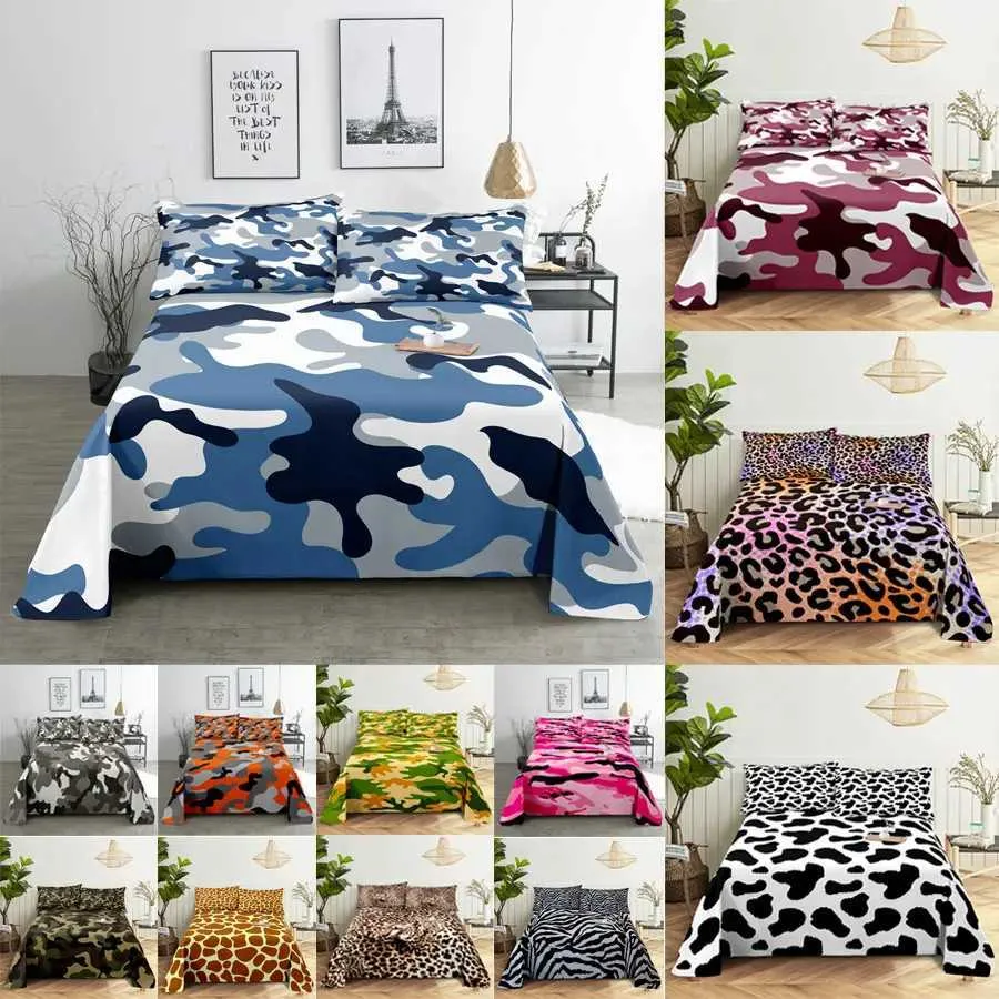 Bedding sets Camouflage bed sheet set bedding linen pillowcase large size 220x240 leopard suitable for bedrooms soft full-size J240507