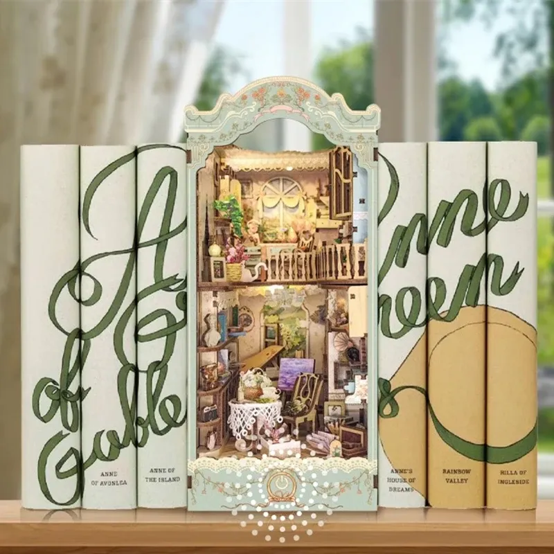 Miniatures Creative Diy houten boek Nook Plank Insert Miniature Kits Pastorale dagboekjes Dolly Huis boekenplank Home Decor Handgemaakte geschenken