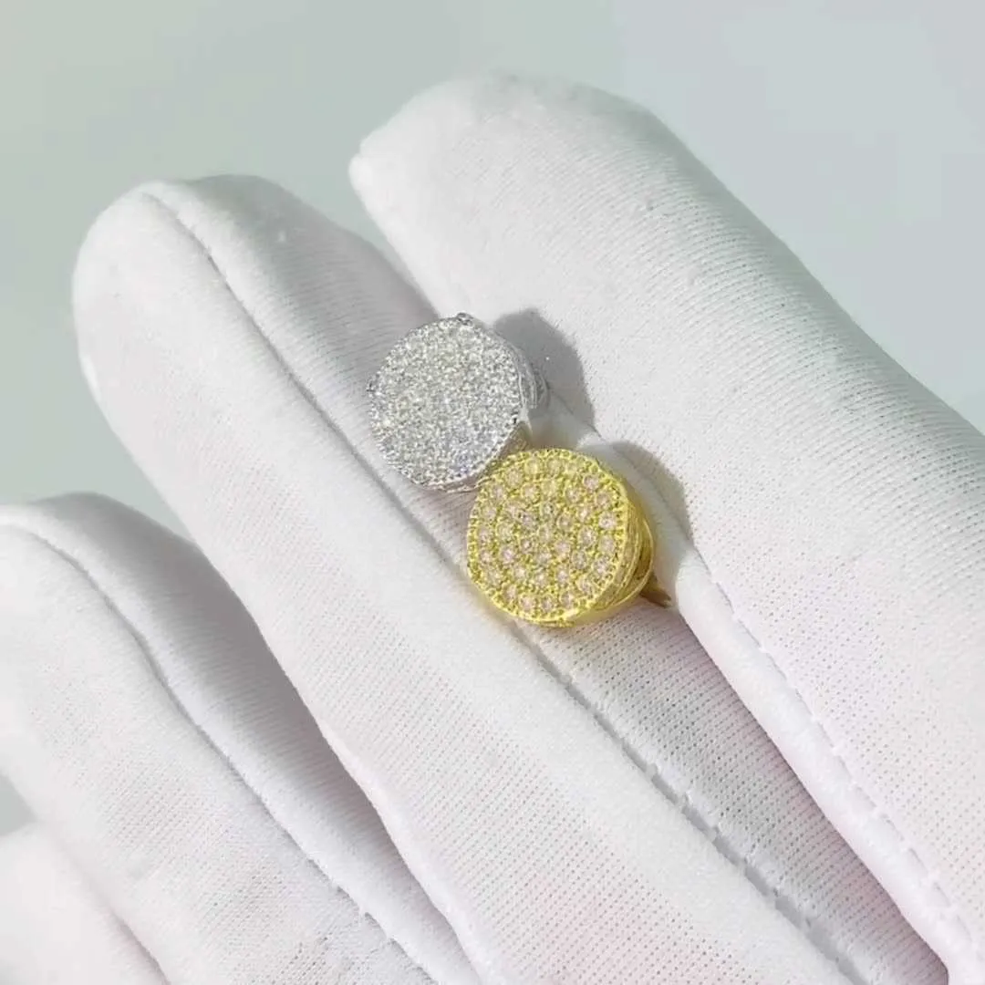 Valentines Gift Hiphop Stud 14K Yellow Gold Screw Back Real Round Cut Moissanite Earrings For Men_voghion.com