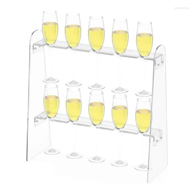 Cuisine Storage Verre de verre support de verre 2 Tiers Clear Acrylique Afficher décoratif détachable étagères 10 emplacements Easy Assembly