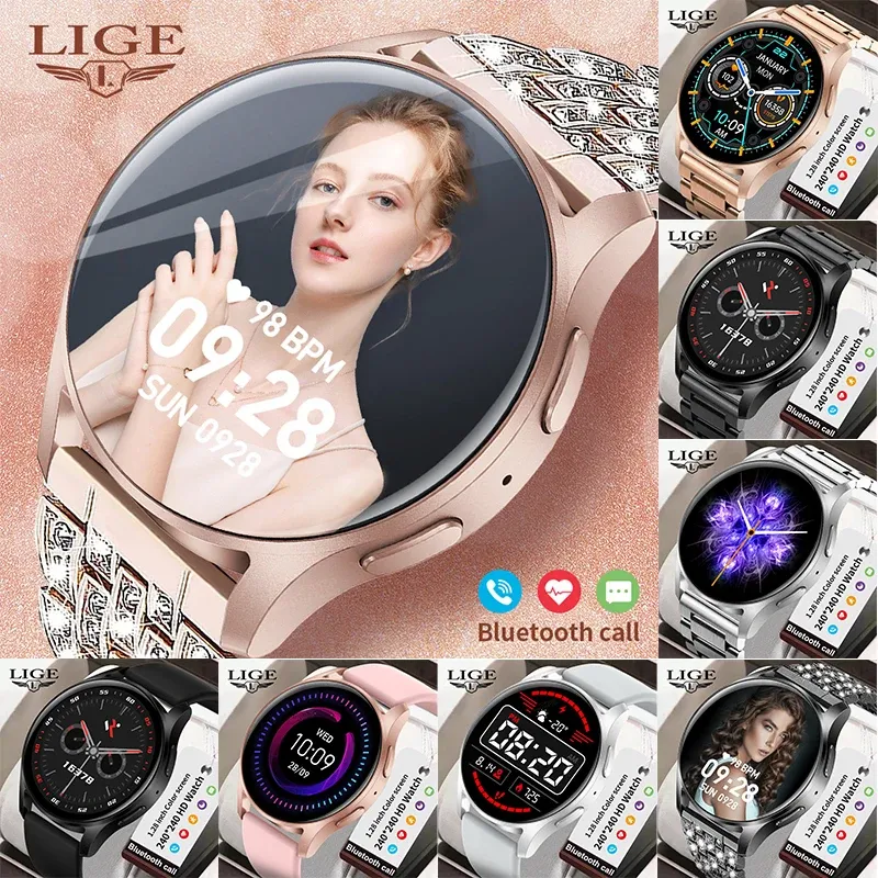 Relojes Lige 2023 Smart Watches Women Smartwatch For Woman Bluetooth Call Fitness Watches Watch Watch Strap, Rose Golden, envío gratis