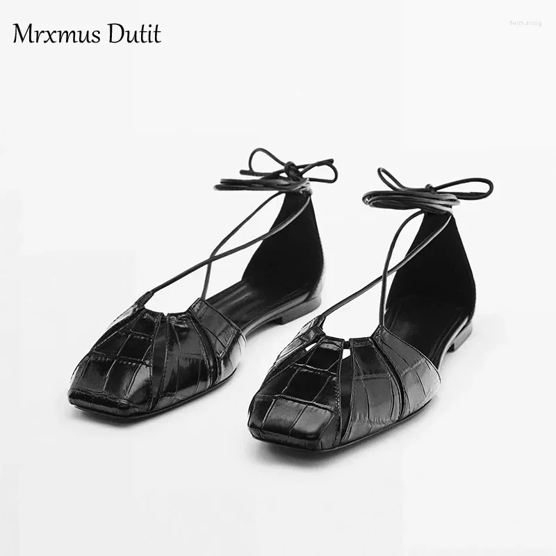 Сандалии Mrxmus Dutit Fashion 2024 Summer Black Hollow Design Best Flat