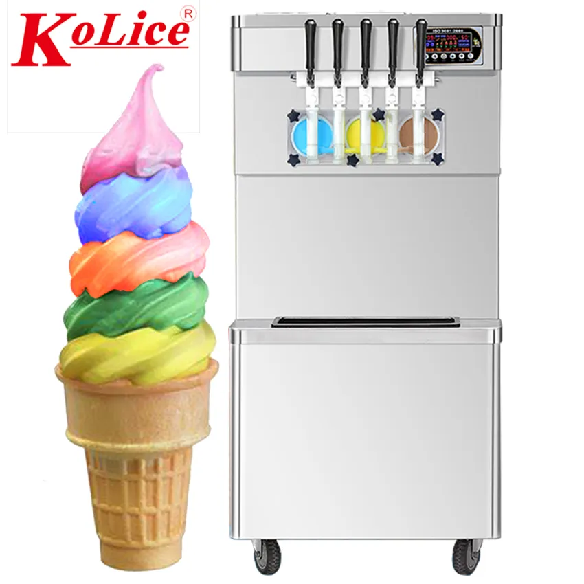 Remessa gratuita de Kolice para EUA Etl Gelato cappuccino Taylor 5 sabores Equipamento de cozinha de máquina de sorvete macio