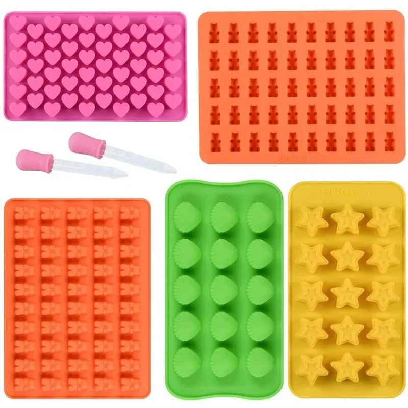 Molds Chocolate Mold Silicone Fudge Candy Mold en Silicone Ice Cube Tray Nitaanvang bevat Hearts Stars Shells Baking Tool