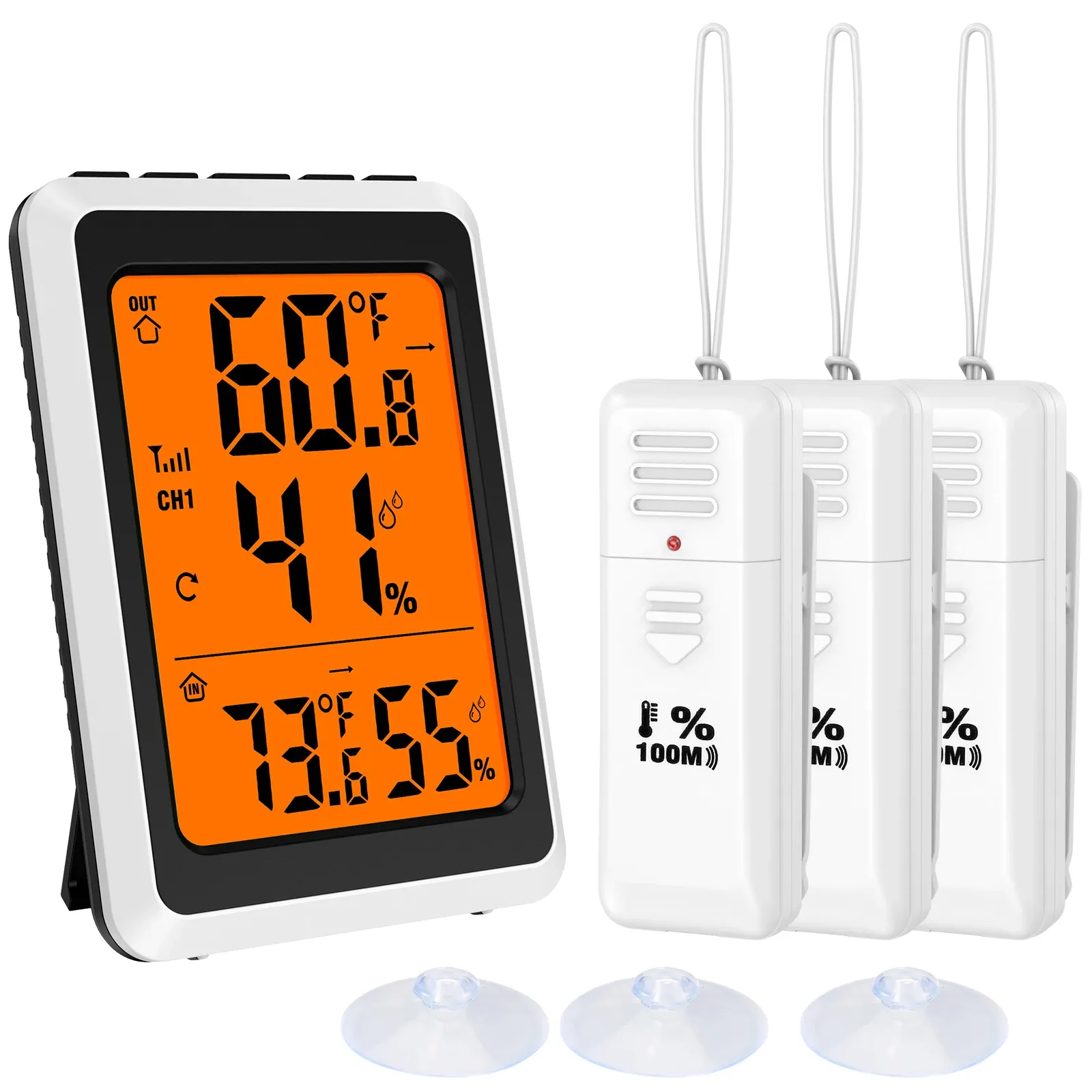 Giełki termometr zewnętrzny higrometr Home bezprzewodowy cyfrowy termometr manom wilgotność Monitor temperatury z czujnikami 3PCS