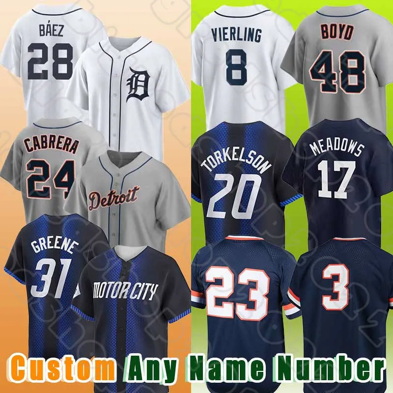 28 Javier Baez Detroit Baseball 24 Miguel Cabrera Jerseys Riley Greene Tigers Spencer Torkelson Tarik Skubal Akil Baddoo Ryan Kreidler Matt Vierling Parker Meadows