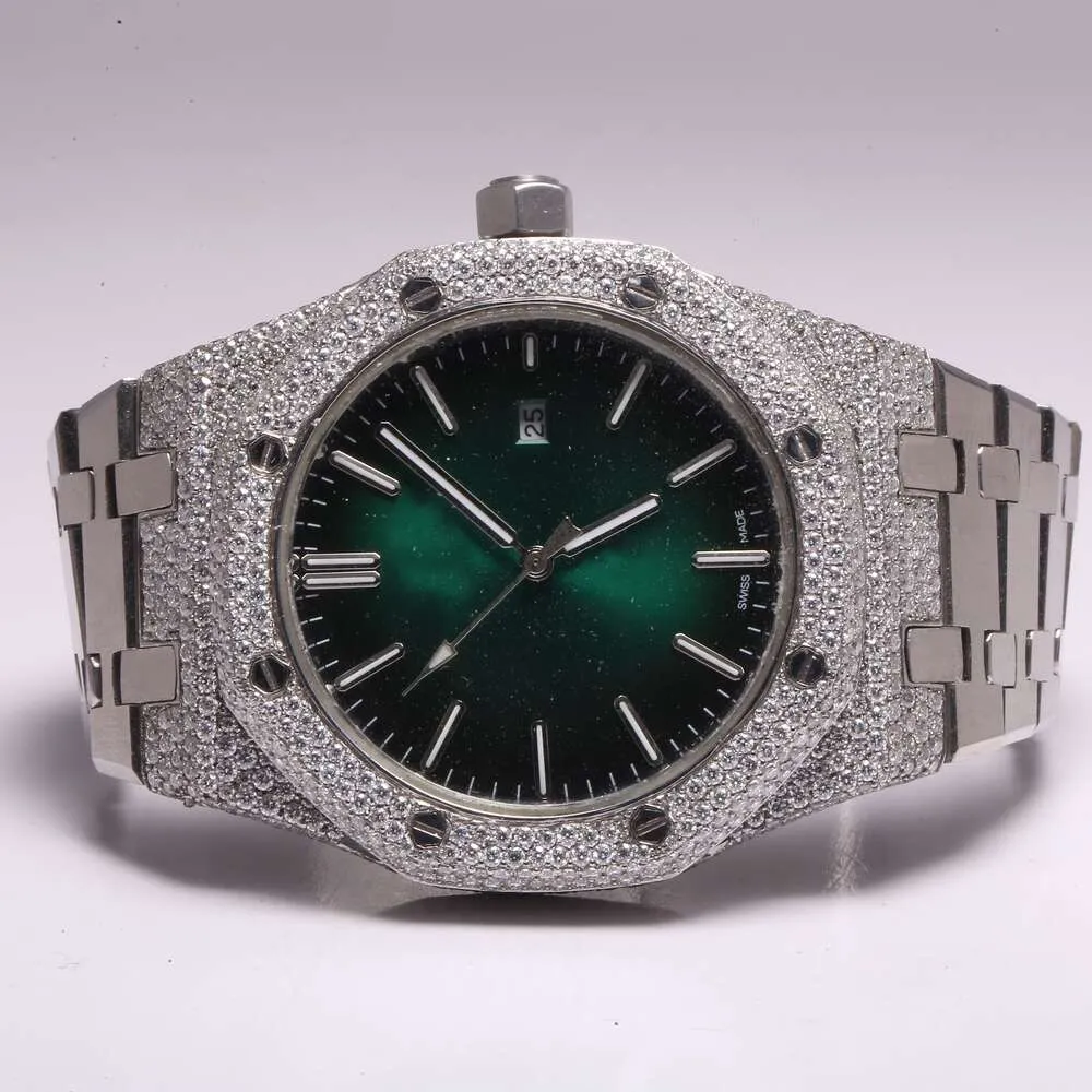 Гламурные и индивидуальные уникальные достойные набора Moissanite Hip Hop Diamond Watch для мужчин с VVS Clarity Diamonds