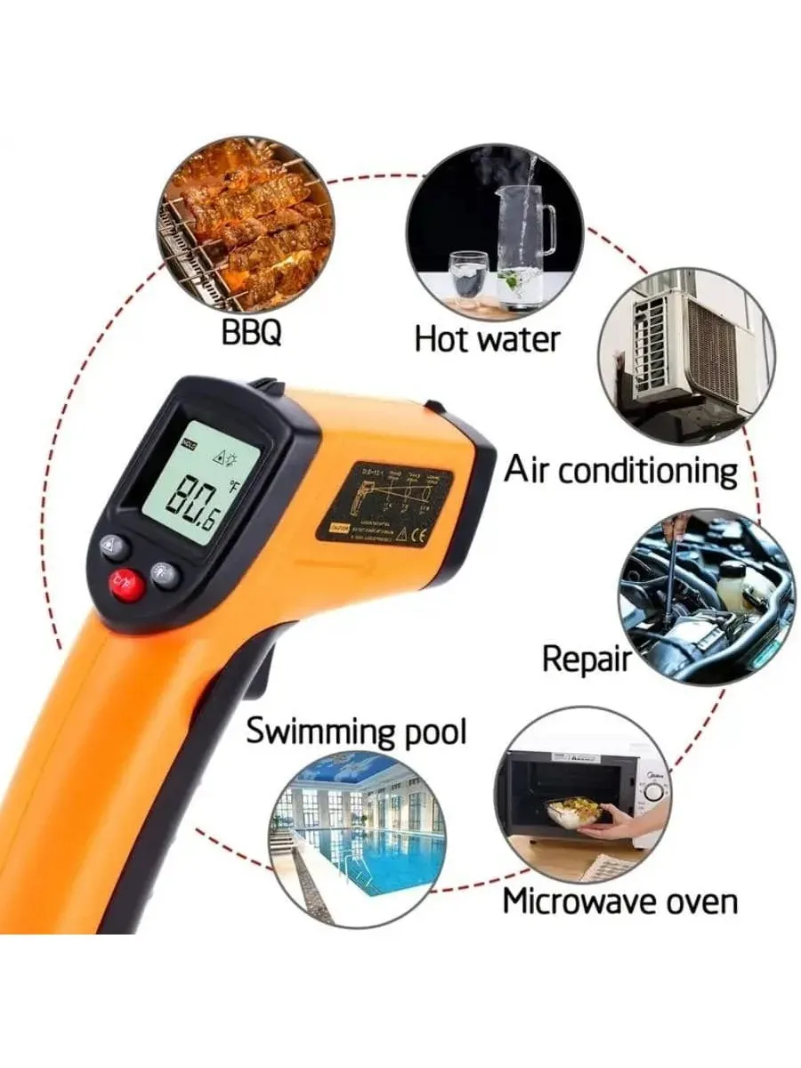 GAUGES GM320 Temperatura del termómetro infrarrojo de agarre láser digital no contacto 58F716F (50C380C), Digital instantáneos de lectura de carne termomete termomete