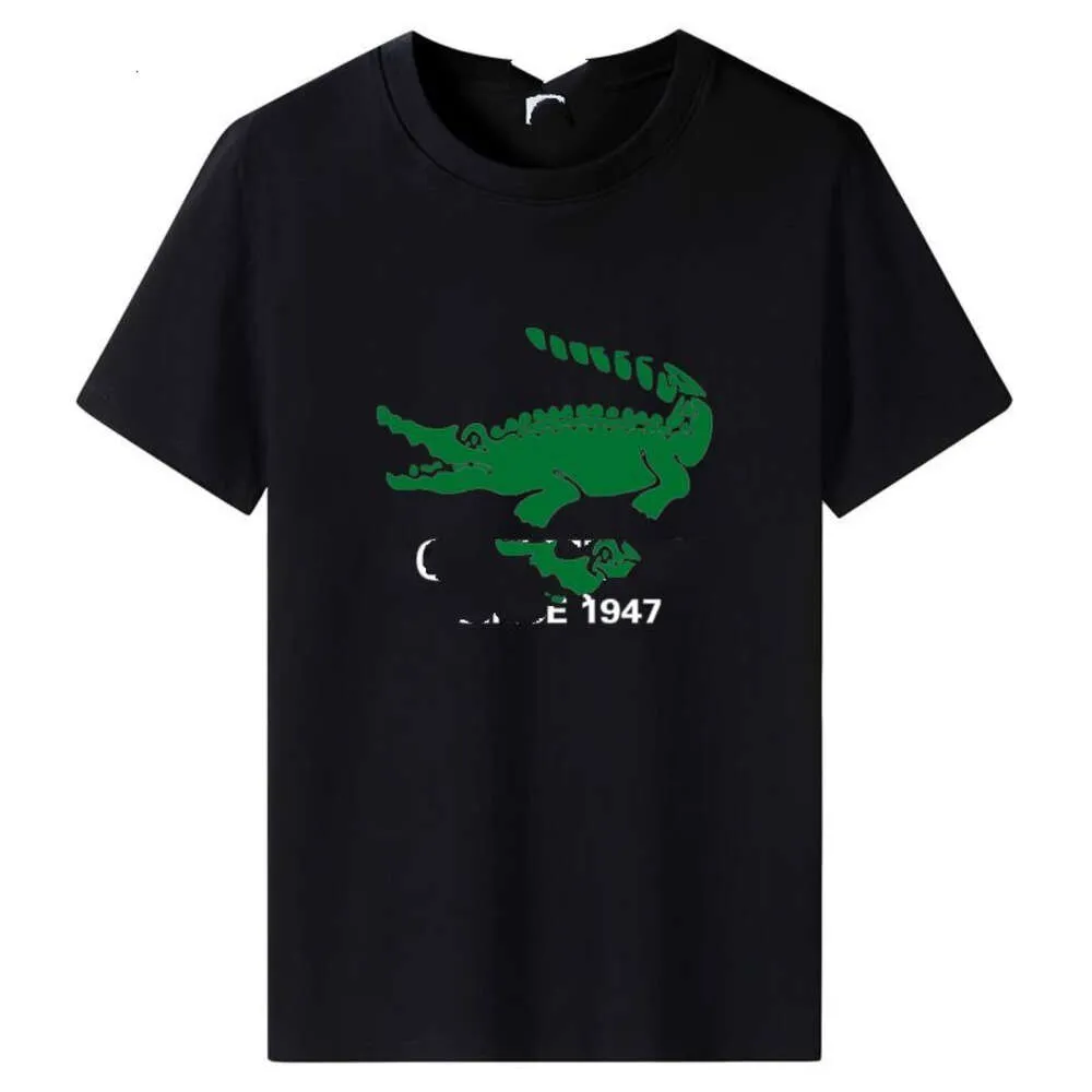 mannen t-shirts mode krokodil zomer nieuwe ronde nek kort geprinte puur katoen casual halve mouw t-shirt trendy herenkleding