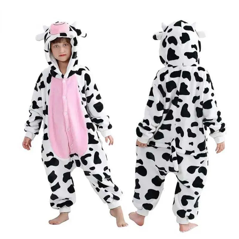 Pyjamas Kigurumi Cow Onesie Childrens Pyjamas Tier Cartoon Decke Pyjamas Babykleidung Winter Jungen und Mädchen Riesen Setl2405