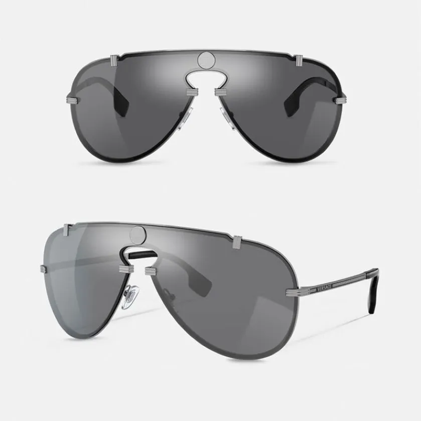 Men Women Designer Sunglasses Concise Metal Plated Temples VE2243 Clam Frameless One Piece Sunglasses Original Box 298c