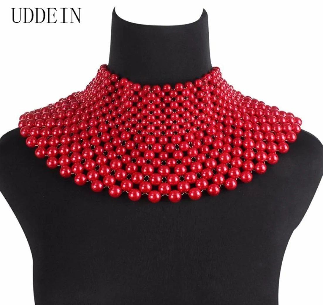 Uddein moda indyjska biżuteria ręcznie robione z koralikami naszyjniki dla kobiet kołnierzyki ślinowe koraliki Choker Maxi Naszyjka Suknia ślubna 228878043