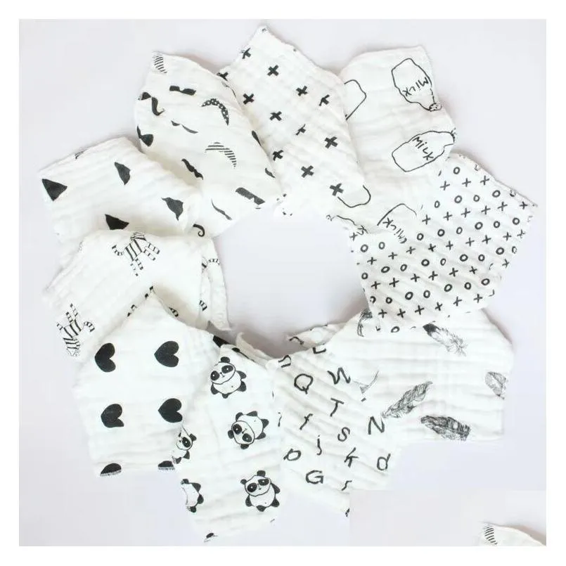 Bibs Burp Cloths 8 couches bébé nouveau-né insrite imprimeur triangle écharpe à tout-petits mousseline coton bandana 30 couleurs C4834 Drop livraison ki dh20v