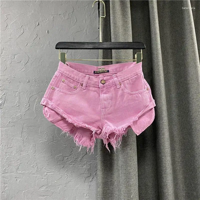 Shorts femminile Styledenim per il 2024 Summer Street Y2K Girls rosa di Womenwomen's 2024 Pink Lavato in denim Ostre di abbigliamento a-line