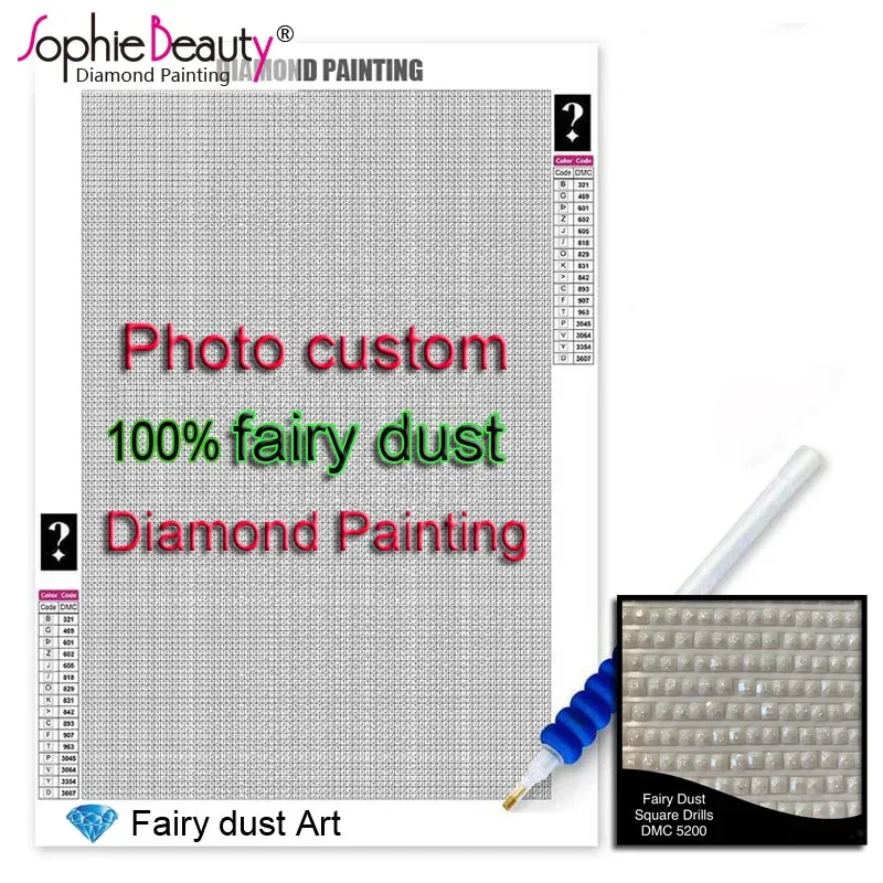 Craft Sophie Beauty New Fash 100% Square Fairy Dust Koraliki 5D Diamentowe malarstwo Diamond Photo Niestandardowy mozaiki haftowanie diamentowe prezent sztuki